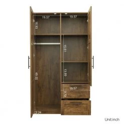 39.37 in. x 19.49 in. x 70.87 in. Walnut Wood Wardrobe Kitchen Cabinet Armoire with 2-Doors and 2-Drawers by sumyeg 18 39.37 in. x 19.49 in. x 70.87 in. Walnut Wood Wardrobe Kitchen Cabinet Armoire with 2-Doors and 2-Drawers by sumyeg -Cheap sumyeg Store walnut sumyeg armoires wardrobes sg 331jfs069 66 1000