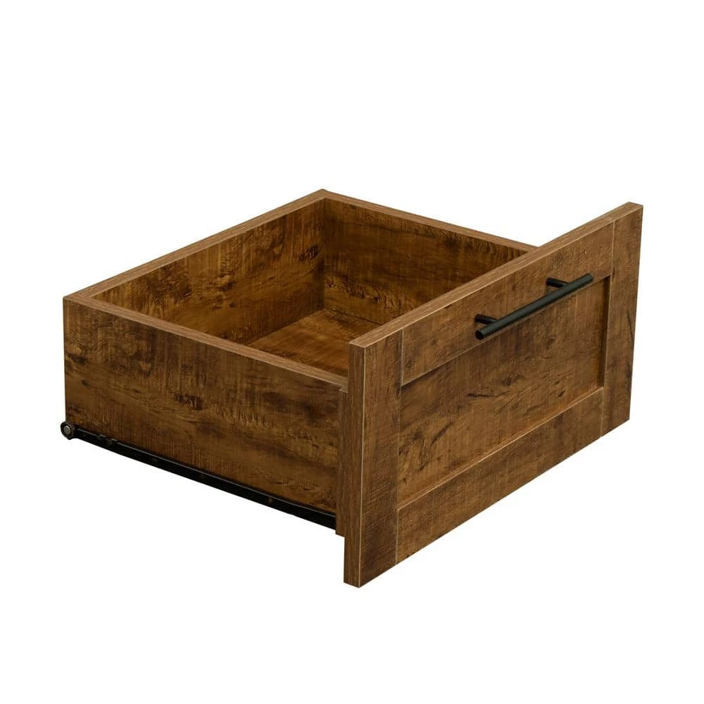 39.37 in. x 19.49 in. x 70.87 in. Walnut Wood Wardrobe Kitchen Cabinet Armoire with 2-Doors and 2-Drawers by sumyeg 4 39.37 in. x 19.49 in. x 70.87 in. Walnut Wood Wardrobe Kitchen Cabinet Armoire with 2-Doors and 2-Drawers by sumyeg - Image 2