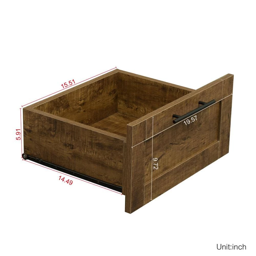 39.37 in. x 19.49 in. x 70.87 in. Walnut Wood Wardrobe Kitchen Cabinet Armoire with 2-Doors and 2-Drawers by sumyeg 12 39.37 in. x 19.49 in. x 70.87 in. Walnut Wood Wardrobe Kitchen Cabinet Armoire with 2-Doors and 2-Drawers by sumyeg - Image 10