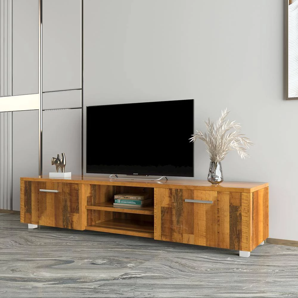 63 in. Wooden Walnut Media TV Stand TV Console with Storage Doors Fits TV's up to 70 in. for Living Room by sumyeg 15 63 in. Wooden Walnut Media TV Stand TV Console with Storage Doors Fits TV's up to 70 in. for Living Room by sumyeg - Image 13
