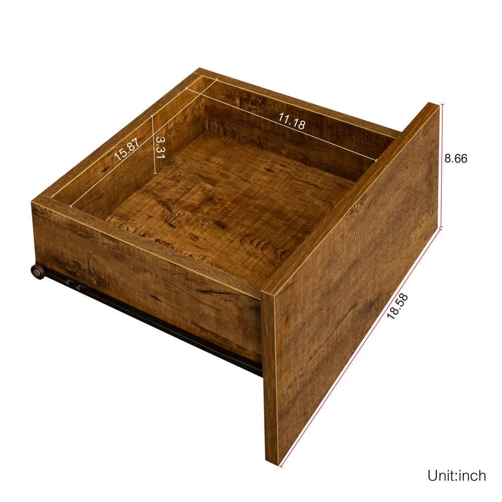 47.24 in. Wood Walnut UP and Down WALL-MOUNTED TV Stand Cabinet TV Console with 3-Drawers and LED Lights by sumyeg 6 47.24 in. Wood Walnut UP and Down WALL-MOUNTED TV Stand Cabinet TV Console with 3-Drawers and LED Lights by sumyeg - Image 4