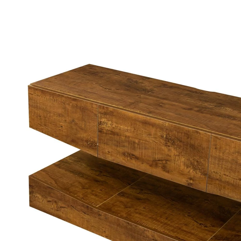 47.24 in. Wood Walnut UP and Down WALL-MOUNTED TV Stand Cabinet TV Console with 3-Drawers and LED Lights by sumyeg 11 47.24 in. Wood Walnut UP and Down WALL-MOUNTED TV Stand Cabinet TV Console with 3-Drawers and LED Lights by sumyeg - Image 9