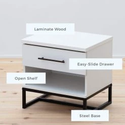 Eleanor 1-Drawer White Contemporary Nightstand 20 in. H x 20 in. W x 16 in. L by Brookside 17 Eleanor 1-Drawer White Contemporary Nightstand 20 in. H x 20 in. W x 16 in. L by Brookside -Cheap sumyeg Store white brookside nightstands bs0004ns100wh 4f 1000