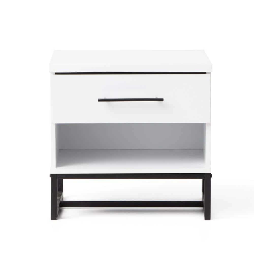 Eleanor 1-Drawer White Contemporary Nightstand 20 in. H x 20 in. W x 16 in. L by Brookside 3 Eleanor 1-Drawer White Contemporary Nightstand 20 in. H x 20 in. W x 16 in. L by Brookside
