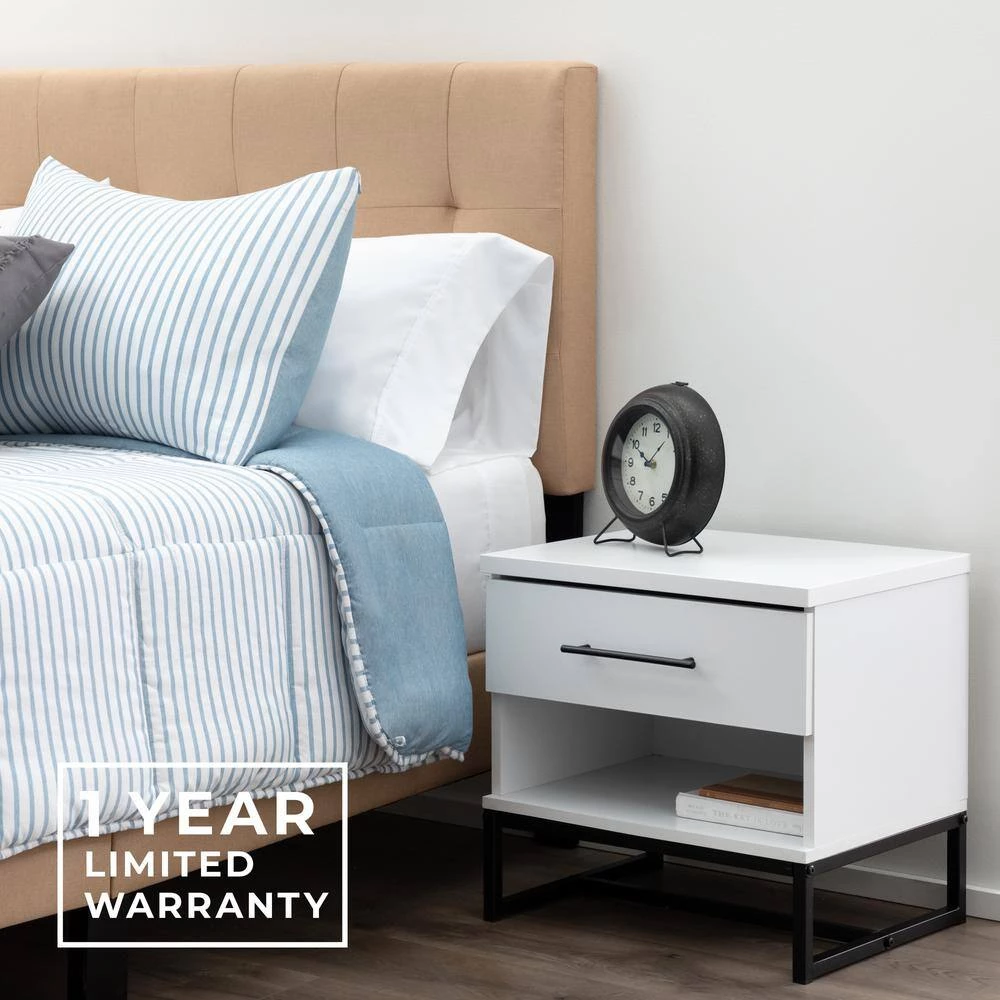 Eleanor 1-Drawer White Contemporary Nightstand 20 in. H x 20 in. W x 16 in. L by Brookside 4 Eleanor 1-Drawer White Contemporary Nightstand 20 in. H x 20 in. W x 16 in. L by Brookside - Image 2