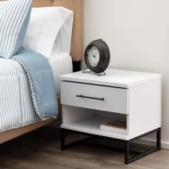 Eleanor 1-Drawer White Contemporary Nightstand 20 in. H x 20 in. W x 16 in. L by Brookside 20 Eleanor 1-Drawer White Contemporary Nightstand 20 in. H x 20 in. W x 16 in. L by Brookside -Cheap sumyeg Store white brookside nightstands bs0004ns100wh fa 1000