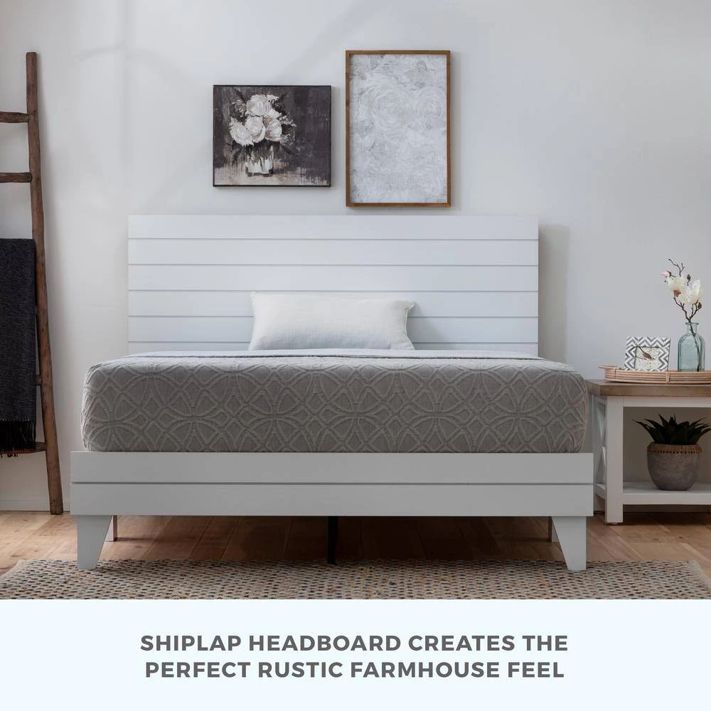 Sophia White Queen Shiplap Laminate Wood Panel Platform Bed Frame by Brookside 9 Sophia White Queen Shiplap Laminate Wood Panel Platform Bed Frame by Brookside - Image 7
