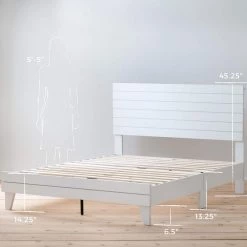 Sophia White Queen Shiplap Laminate Wood Panel Platform Bed Frame by Brookside 17 Sophia White Queen Shiplap Laminate Wood Panel Platform Bed Frame by Brookside -Cheap sumyeg Store white brookside platform beds bs0001lbdqqwh 4f 1000