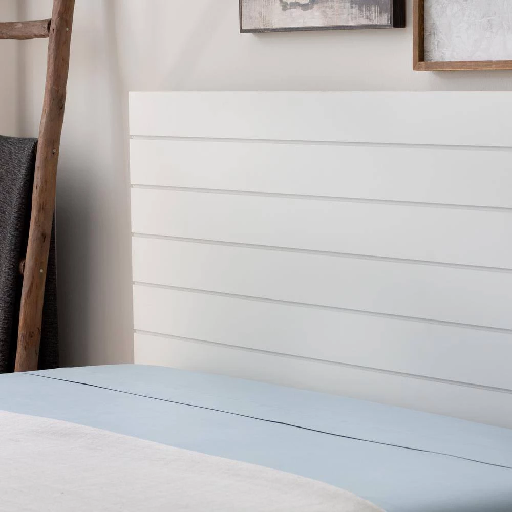 Sophia White Queen Shiplap Laminate Wood Panel Platform Bed Frame by Brookside 11 Sophia White Queen Shiplap Laminate Wood Panel Platform Bed Frame by Brookside - Image 9