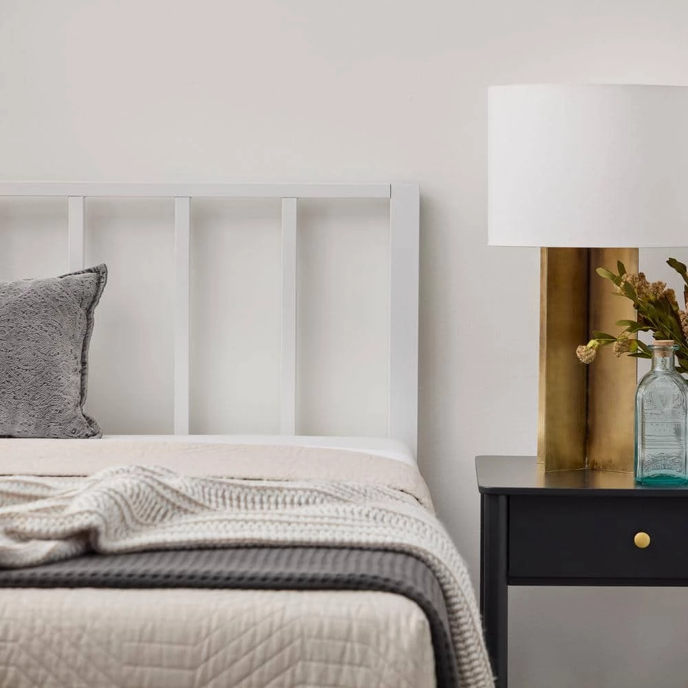 Lori White Queen Metal Platform Bed Frame with Vertical Bar Headboard - Wood Slats by Brookside 10 Lori White Queen Metal Platform Bed Frame with Vertical Bar Headboard - Wood Slats by Brookside - Image 8