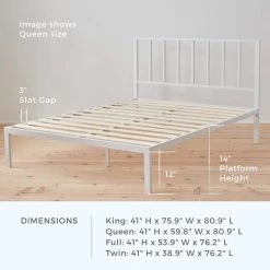 Lori White Queen Metal Platform Bed Frame with Vertical Bar Headboard - Wood Slats by Brookside 18 Lori White Queen Metal Platform Bed Frame with Vertical Bar Headboard - Wood Slats by Brookside -Cheap sumyeg Store white brookside platform beds bs0001mbdqqwh 4f 1000