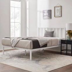 Lori White Queen Metal Platform Bed Frame with Vertical Bar Headboard - Wood Slats by Brookside 15 Lori White Queen Metal Platform Bed Frame with Vertical Bar Headboard - Wood Slats by Brookside -Cheap sumyeg Store white brookside platform beds bs0001mbdqqwh a0 1000
