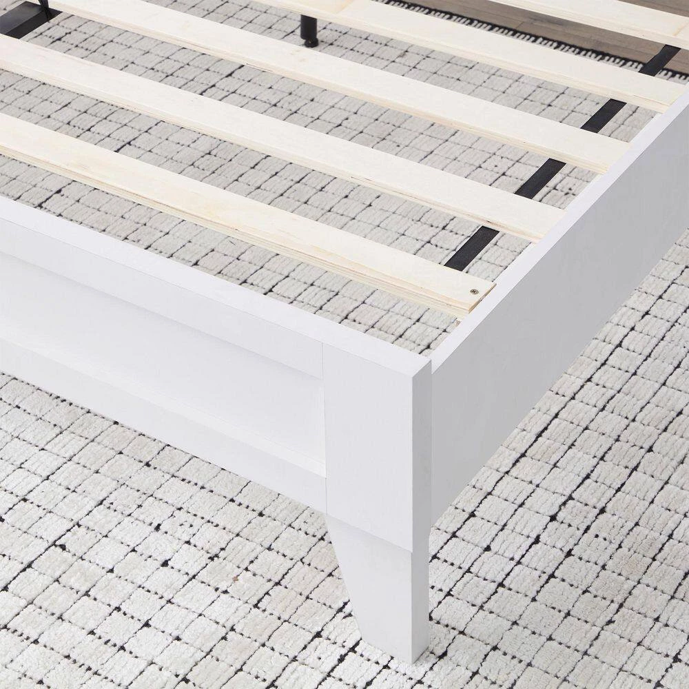 Penny White Wood Frame Queen Platform Bed with Double Framed Wood Headboard by Brookside 13 Penny White Wood Frame Queen Platform Bed with Double Framed Wood Headboard by Brookside - Image 11