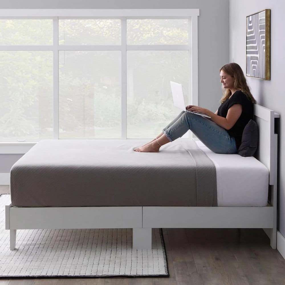 Penny White Wood Frame Queen Platform Bed with Double Framed Wood Headboard by Brookside 11 Penny White Wood Frame Queen Platform Bed with Double Framed Wood Headboard by Brookside - Image 9