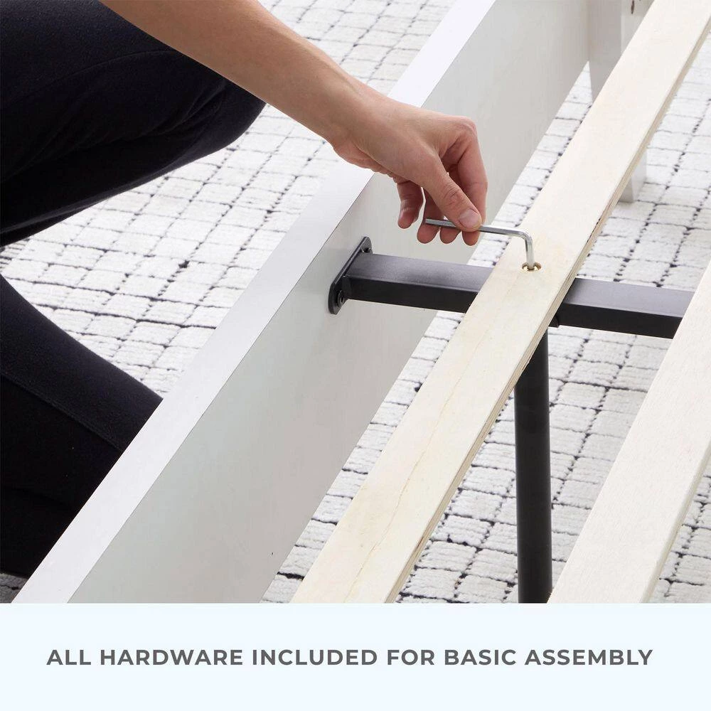 Penny White Wood Frame Queen Platform Bed with Double Framed Wood Headboard by Brookside 8 Penny White Wood Frame Queen Platform Bed with Double Framed Wood Headboard by Brookside - Image 6