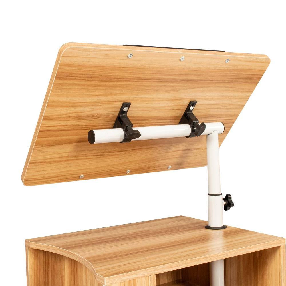 Freestanding Wooden Swivel Top Nightstand Cabinet End Table with 2-Drawers and Open Shelves (White Maple) by sumyeg 6 Freestanding Wooden Swivel Top Nightstand Cabinet End Table with 2-Drawers and Open Shelves (White Maple) by sumyeg - Image 4