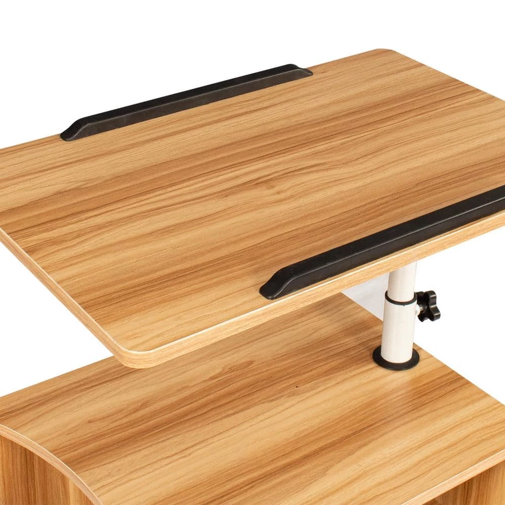 Freestanding Wooden Swivel Top Nightstand Cabinet End Table with 2-Drawers and Open Shelves (White Maple) by sumyeg 8 Freestanding Wooden Swivel Top Nightstand Cabinet End Table with 2-Drawers and Open Shelves (White Maple) by sumyeg - Image 6