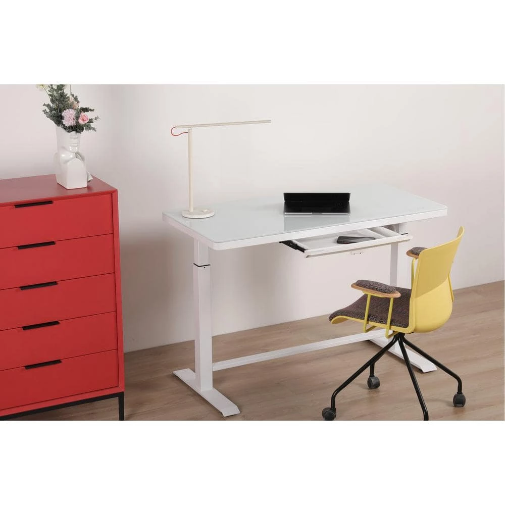 Elsa 47 in. White Sit Standing Desk Glass Top by Nyhus 5 Elsa 47 in. White Sit Standing Desk Glass Top by Nyhus - Image 3