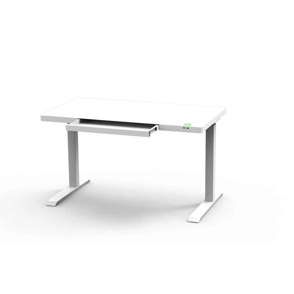 Elsa 47 in. White Sit Standing Desk Glass Top by Nyhus 3 Elsa 47 in. White Sit Standing Desk Glass Top by Nyhus