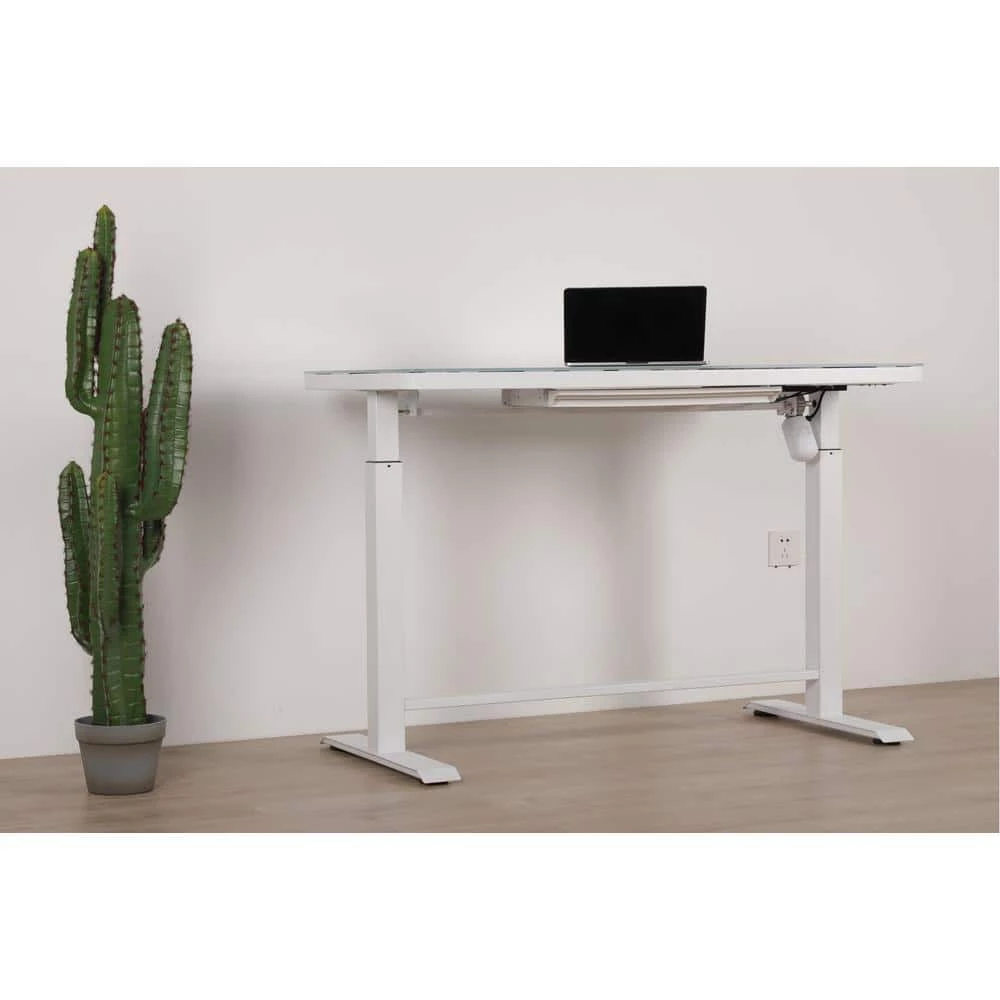 Elsa 47 in. White Sit Standing Desk Glass Top by Nyhus 4 Elsa 47 in. White Sit Standing Desk Glass Top by Nyhus - Image 2