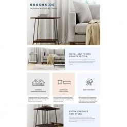 Eliza 22 in. White Oak Rectangle Metal and Wood End Table with Storage Shelf by Brookside 13 Eliza 22 in. White Oak Rectangle Metal and Wood End Table with Storage Shelf by Brookside -Cheap sumyeg Store white oak brookside end side tables bs0001ent00wh 66 1000