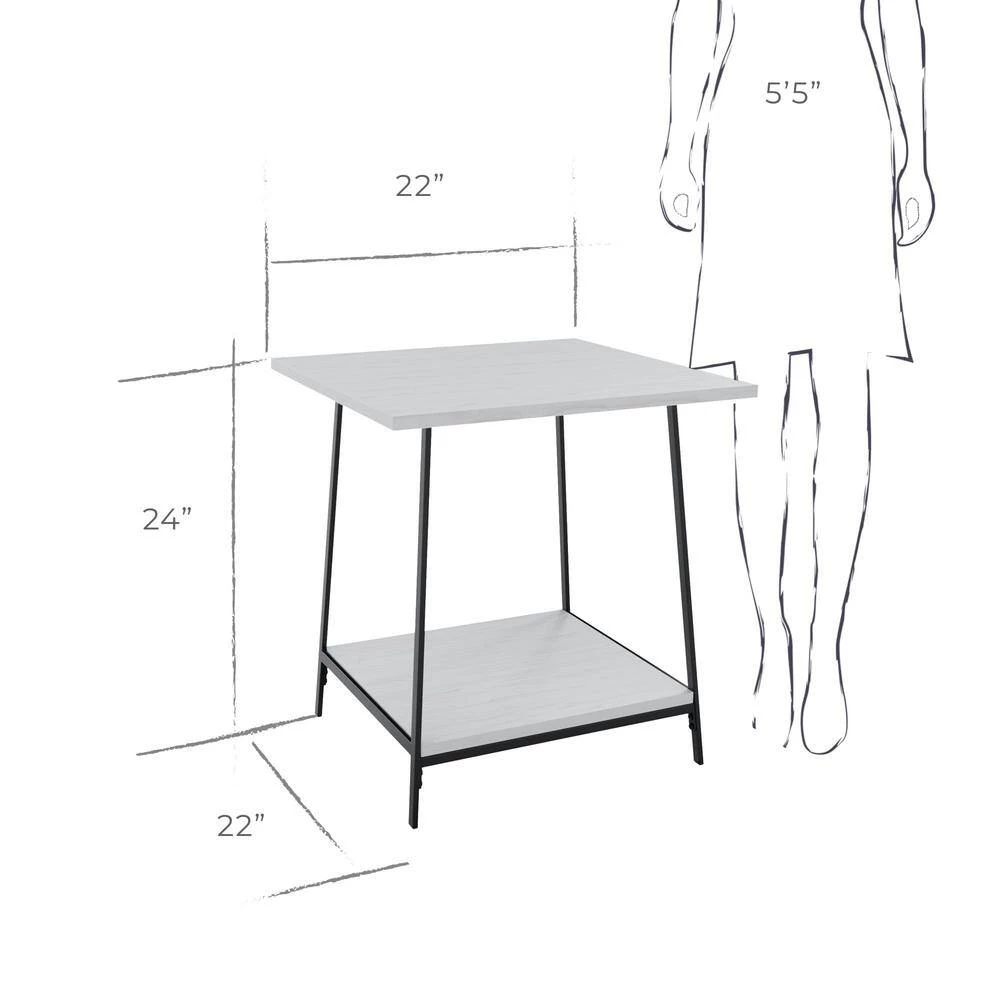 Eliza 22 in. White Oak Rectangle Metal and Wood End Table with Storage Shelf by Brookside 6 Eliza 22 in. White Oak Rectangle Metal and Wood End Table with Storage Shelf by Brookside - Image 4