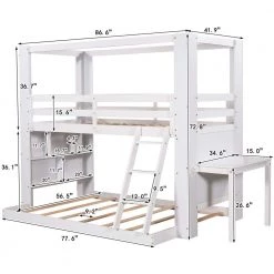 White Twin Over Full Reinforced Structure Solid Wood Bunk Beds with Desk Storage Shelves for Kids Teens by Polibi 13 White Twin Over Full Reinforced Structure Solid Wood Bunk Beds with Desk Storage Shelves for Kids Teens by Polibi -Cheap sumyeg Store white polibi bunk beds mb rssbbd w 40 1000