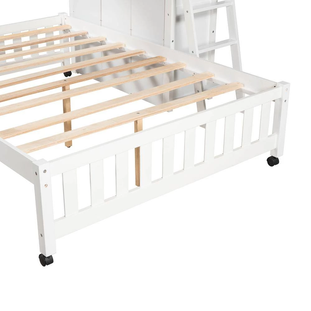Wooden Twin Over Full Bunk Bed in White With 6 Drawers And Flexible Shelves by Polibi 9 Wooden Twin Over Full Bunk Bed in White With 6 Drawers And Flexible Shelves by Polibi - Image 7