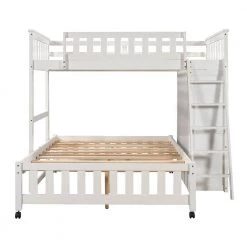Wooden Twin Over Full Bunk Bed in White With 6 Drawers And Flexible Shelves by Polibi 18 Wooden Twin Over Full Bunk Bed in White With 6 Drawers And Flexible Shelves by Polibi -Cheap sumyeg Store white polibi bunk beds mb tfbb6d w 4f 1000
