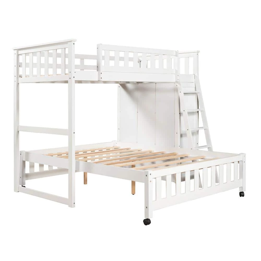 Wooden Twin Over Full Bunk Bed in White With 6 Drawers And Flexible Shelves by Polibi 7 Wooden Twin Over Full Bunk Bed in White With 6 Drawers And Flexible Shelves by Polibi - Image 5
