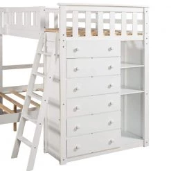 Wooden Twin Over Full Bunk Bed in White With 6 Drawers And Flexible Shelves by Polibi 21 Wooden Twin Over Full Bunk Bed in White With 6 Drawers And Flexible Shelves by Polibi -Cheap sumyeg Store white polibi bunk beds mb tfbb6d w fa 1000