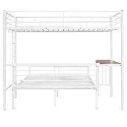 Twin Over Full Metal Bunk Bed in White with Desk, Ladder and Quality Slats by Polibi 17 Twin Over Full Metal Bunk Bed in White with Desk, Ladder and Quality Slats by Polibi -Cheap sumyeg Store white polibi bunk beds mb tfmbb w 4f 1000