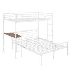 Twin Over Full Metal Bunk Bed in White with Desk, Ladder and Quality Slats by Polibi 16 Twin Over Full Metal Bunk Bed in White with Desk, Ladder and Quality Slats by Polibi -Cheap sumyeg Store white polibi bunk beds mb tfmbb w c3 1000