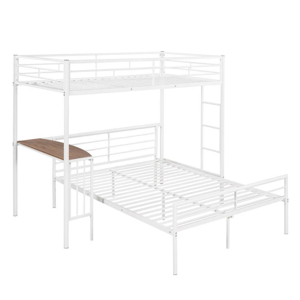 Twin Over Full Metal Bunk Bed in White with Desk, Ladder and Quality Slats by Polibi 7 Twin Over Full Metal Bunk Bed in White with Desk, Ladder and Quality Slats by Polibi - Image 5