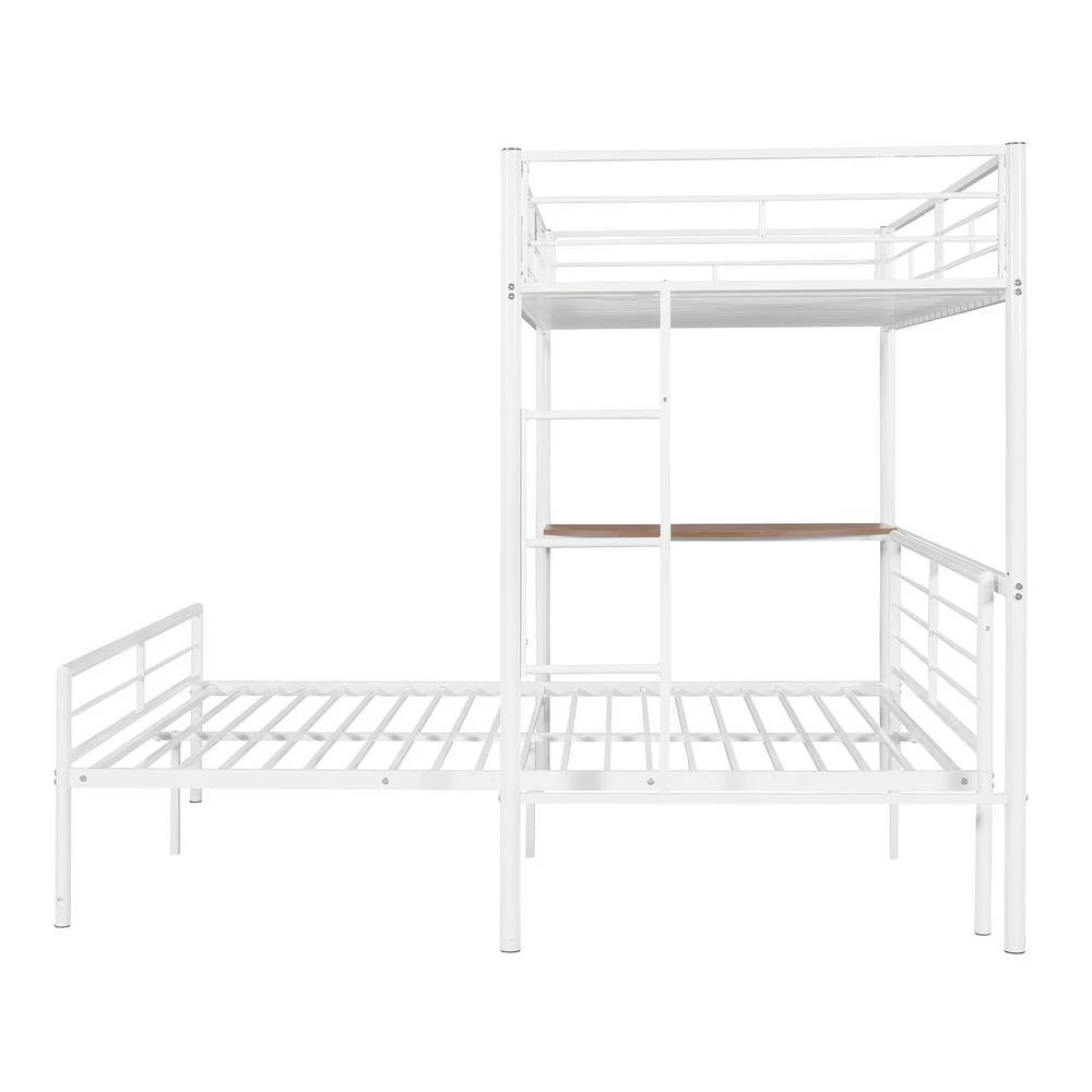 Twin Over Full Metal Bunk Bed in White with Desk, Ladder and Quality Slats by Polibi 11 Twin Over Full Metal Bunk Bed in White with Desk, Ladder and Quality Slats by Polibi - Image 9