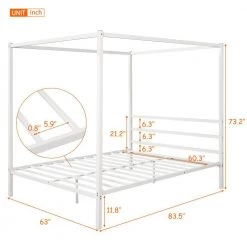 Metal Framed Classic Design Queen White Canopy Platform Bed with Headboard 63 in. W x 73.2 in. H by Polibi 13 Metal Framed Classic Design Queen White Canopy Platform Bed with Headboard 63 in. W x 73.2 in. H by Polibi -Cheap sumyeg Store white polibi canopy beds rs mfcpb w 40 1000