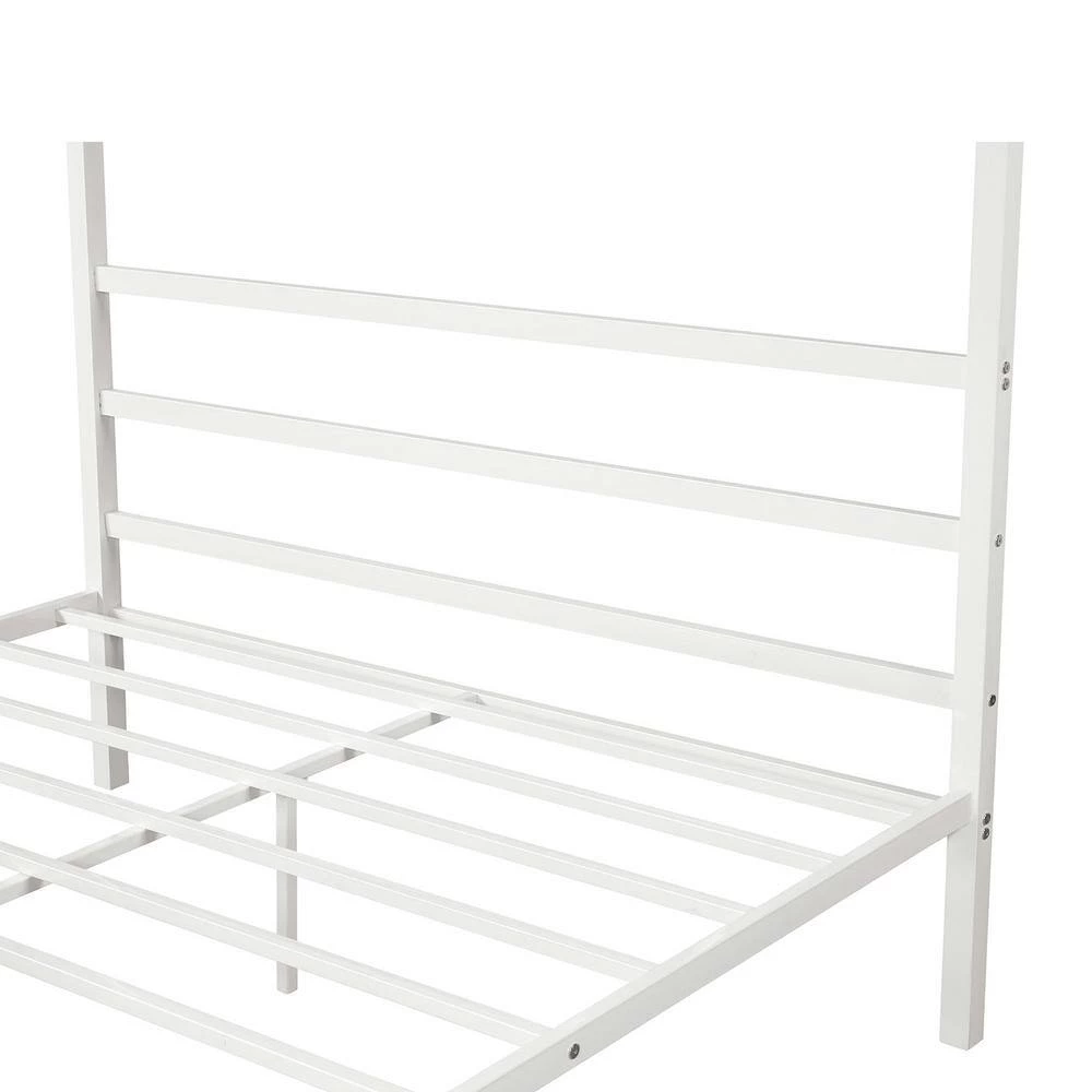 Metal Framed Classic Design Queen White Canopy Platform Bed with Headboard 63 in. W x 73.2 in. H by Polibi 10 Metal Framed Classic Design Queen White Canopy Platform Bed with Headboard 63 in. W x 73.2 in. H by Polibi - Image 8