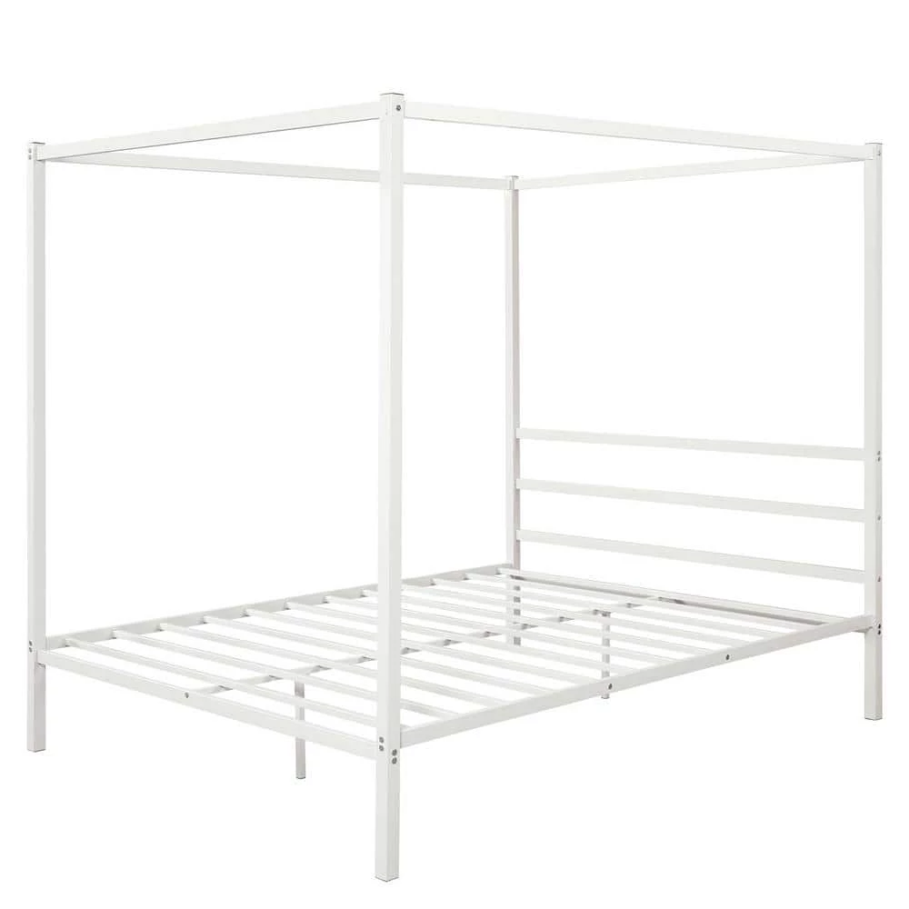 Metal Framed Classic Design Queen White Canopy Platform Bed with Headboard 63 in. W x 73.2 in. H by Polibi 3 Metal Framed Classic Design Queen White Canopy Platform Bed with Headboard 63 in. W x 73.2 in. H by Polibi