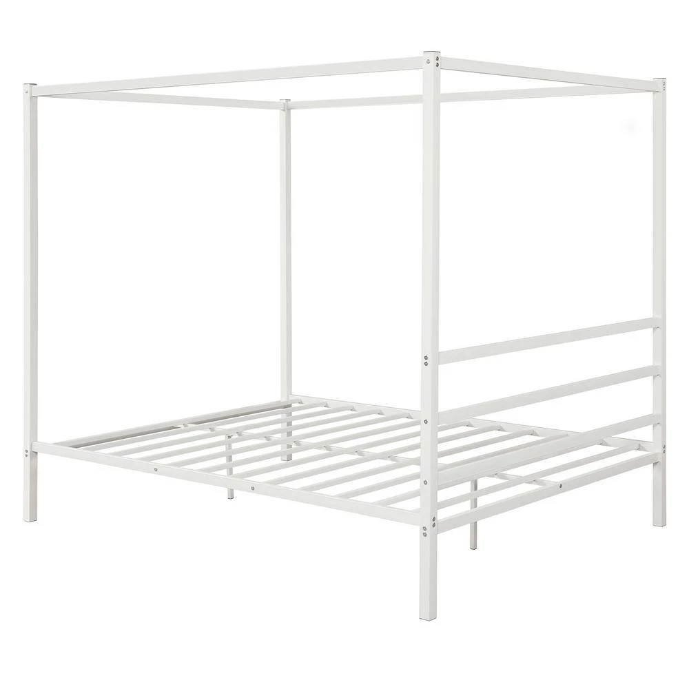 Metal Framed Classic Design Queen White Canopy Platform Bed with Headboard 63 in. W x 73.2 in. H by Polibi 7 Metal Framed Classic Design Queen White Canopy Platform Bed with Headboard 63 in. W x 73.2 in. H by Polibi - Image 5