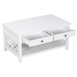 41.70 in. White Rectangle Wood Coffee Table With 2 drawers for Living room by Polibi -Cheap sumyeg Store white polibi coffee tables rs 417wrct 1f 1000