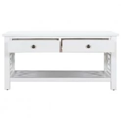 41.70 in. White Rectangle Wood Coffee Table With 2 drawers for Living room by Polibi -Cheap sumyeg Store white polibi coffee tables rs 417wrct 4f 1000