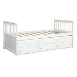 White Captain's Bed Twin Daybed with Trundle Bed and Storage Drawers (76 in. L x 43.5 in. W x 35.75 in. H) by Polibi 19 White Captain's Bed Twin Daybed with Trundle Bed and Storage Drawers (76 in. L x 43.5 in. W x 35.75 in. H) by Polibi -Cheap sumyeg Store white polibi daybeds rs ecbtdt wi 44 1000