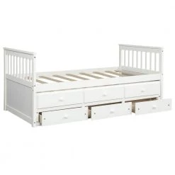 White Captain's Bed Twin Daybed with Trundle Bed and Storage Drawers (76 in. L x 43.5 in. W x 35.75 in. H) by Polibi 16 White Captain's Bed Twin Daybed with Trundle Bed and Storage Drawers (76 in. L x 43.5 in. W x 35.75 in. H) by Polibi -Cheap sumyeg Store white polibi daybeds rs ecbtdt wi c3 1000