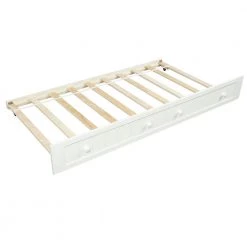 White Twin Wooden Daybed with Trundle Bed (78.2 in. L x 42.3 in. W x 35.4 in. H) by Polibi -Cheap sumyeg Store white polibi daybeds rs twdotb w fa 1000
