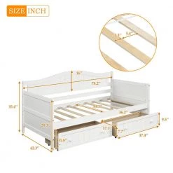 White Twin Wooden Daybed with 2 drawers (78.2 in. L x 42.3 in. W x 35.4 in. H) by Polibi 15 White Twin Wooden Daybed with 2 drawers (78.2 in. L x 42.3 in. W x 35.4 in. H) by Polibi -Cheap sumyeg Store white polibi daybeds rs twdtd w 40 1000