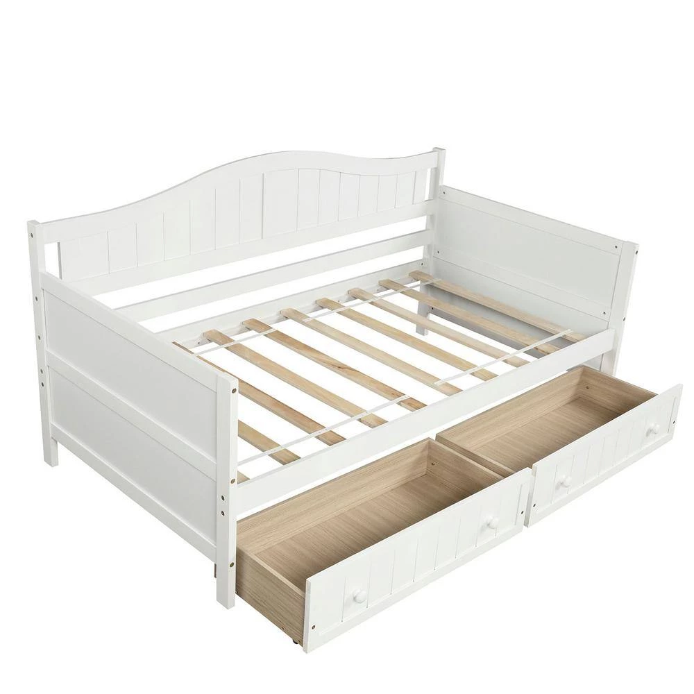 White Twin Wooden Daybed with 2 drawers (78.2 in. L x 42.3 in. W x 35.4 in. H) by Polibi 10 White Twin Wooden Daybed with 2 drawers (78.2 in. L x 42.3 in. W x 35.4 in. H) by Polibi - Image 8