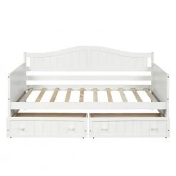 White Twin Wooden Daybed with 2 drawers (78.2 in. L x 42.3 in. W x 35.4 in. H) by Polibi