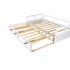 White Wooden Daybed with Trundle and 2 Storage Drawers, Extendable Bed by Polibi -Cheap sumyeg Store white polibi daybeds rs wtbtded w 1f 1000