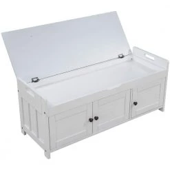 White Storage Bench with Removable Cushion and 3 Shutter-shaped Doors by Polibi 22 White Storage Bench with Removable Cushion and 3 Shutter-shaped Doors by Polibi -Cheap sumyeg Store white polibi dining benches rs sbrc3d w 44 1000