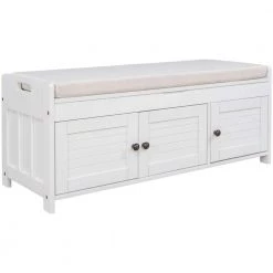 White Storage Bench with Removable Cushion and 3 Shutter-shaped Doors by Polibi 19 White Storage Bench with Removable Cushion and 3 Shutter-shaped Doors by Polibi -Cheap sumyeg Store white polibi dining benches rs sbrc3d w c3 1000